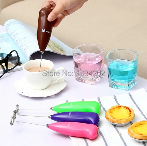 Wholesale 50pcs/lot Flexible Electric Handle Coffee Milk Egg Beater Whisk Frother Crack Mush Free Shipping