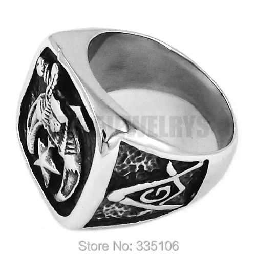 Classic Shriner Masonic Biker Ring Stainless Steel Freemasonry Skull Moon Star Motor Biker Men Jewelry Wholesale SWR0409A