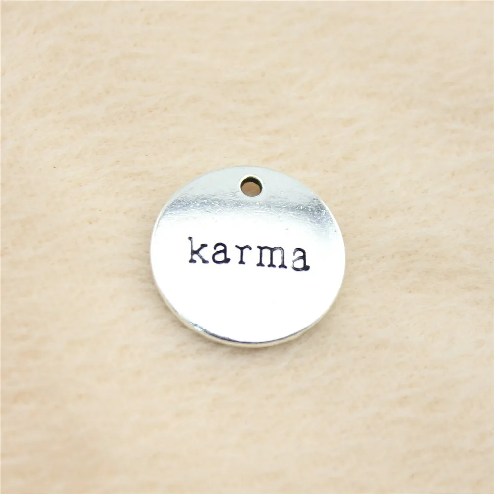 27pcs/lot 20mm ancient silver Karma charm Pendants DIY jewelry for bracelet necklace earring