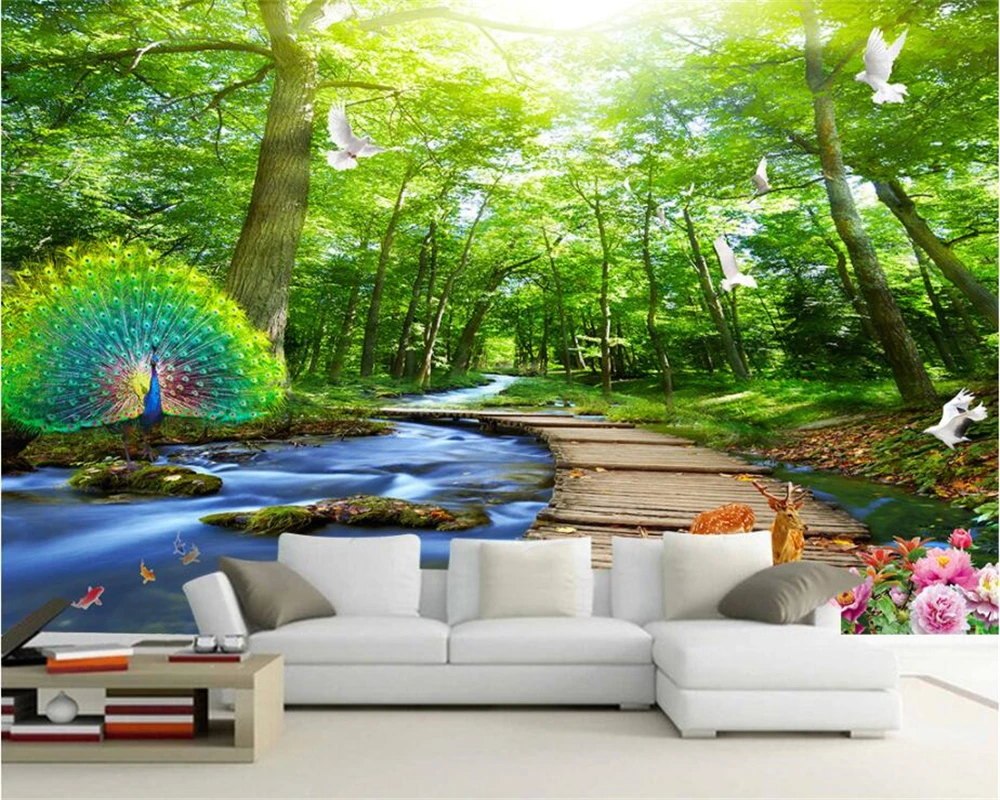 

Beibehang Custom Wallpaper Trees Landscape Scenery 3D Stereo 3D Living Room Bedroom TV Background Wall 3d wallpaper mural photo