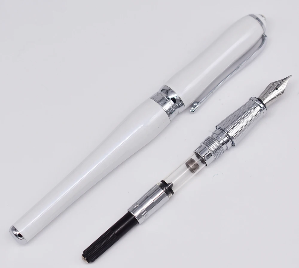 Duke Elegant Calligraphy Fude Nib Fountain Pen Medium Classic Writing Gift Pen , White Color Business Office Home Supplies