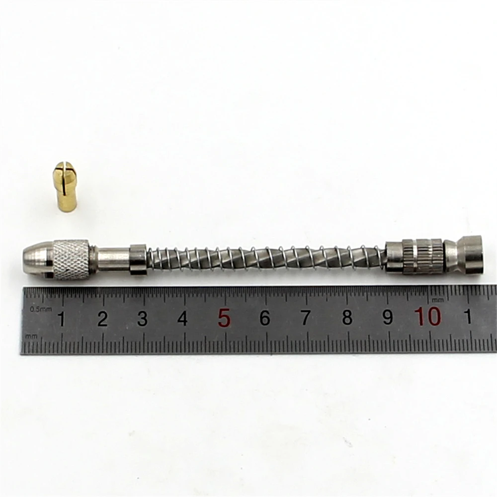 Mini Pin Kềm Ê Gỗ Xoắn Ốc Tay Đẩy Mũi Khoan Chuck 0.3-2.0Mm Công Cụ Micro Xoắn Bit Dụng Cụ Khoan Tay 11Cm Hợp Kim Thép Mới Nhất