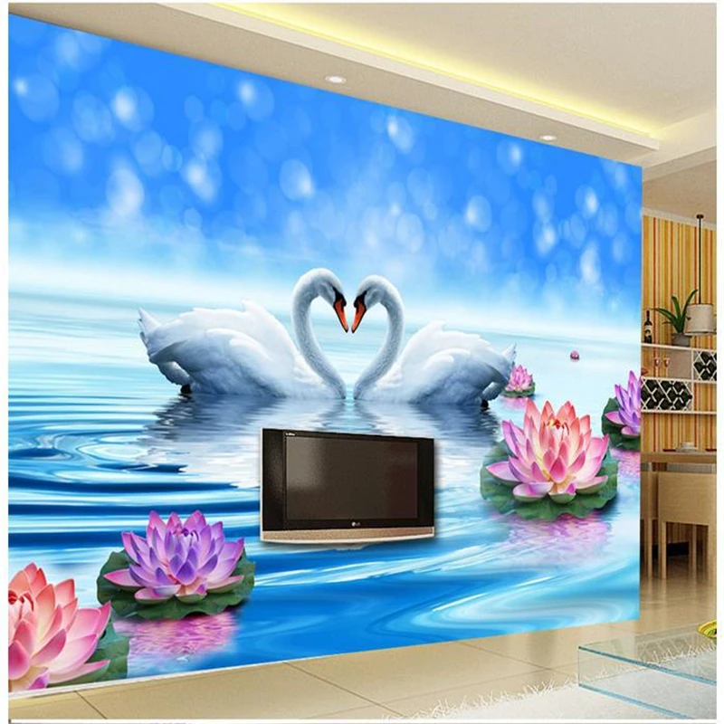 

beibehang New style 3D murals TV background wallpaper murals silk cloth dream swan wallpaper papel de parede photo wallpaper