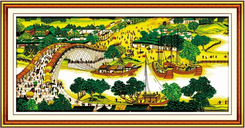 Riverside Scene at Qingming Festival(4) (exquisite edition)  cross stitch kit Chinese print embroidery DIY handmade needlework