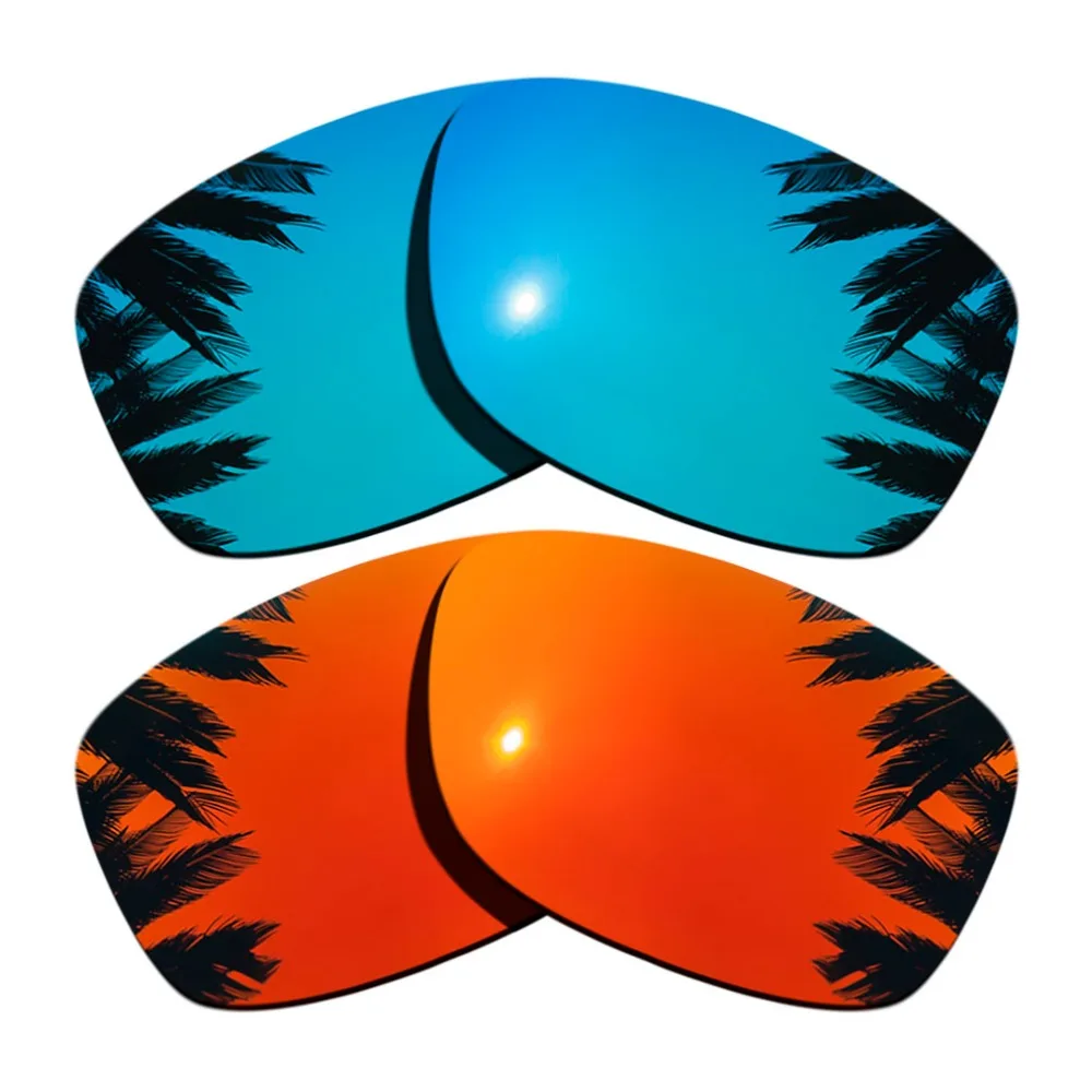 (Blue Mirrored+Orange Red Mirrored Coating) 2-Pairs Polarized Replacement Lenses for Jupiter Squared 100% UVA & UVB Protection