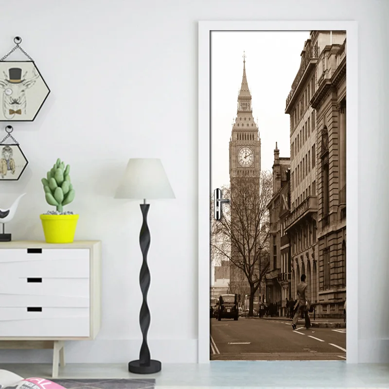 الحديثة 3D خلفيات مدينة عرض الشارع جدارية غرفة المعيشة غرفة نوم الباب لاصقة تزيين بولي كلوريد الفينيل ورق حائط مقاوم للماء لفة