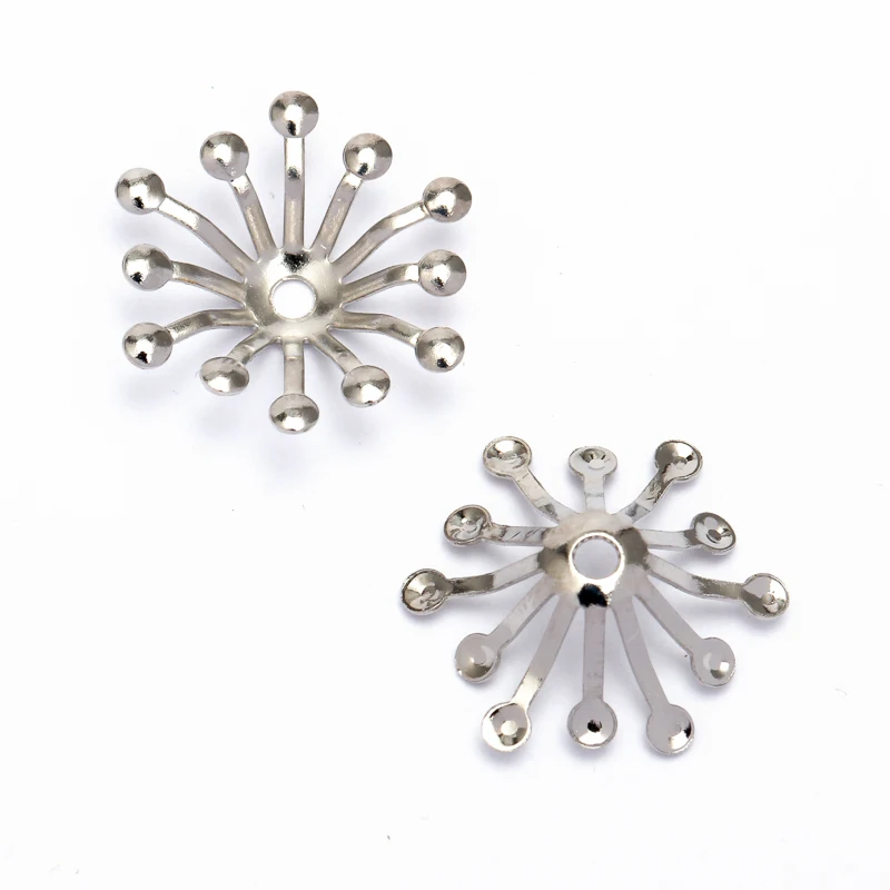 BASEHOME 100pcs 10mm/13mm Filigree Jewelry Spacer Flowers Motif Charms Loose Bead End Caps for DIY Jewelry Accessories