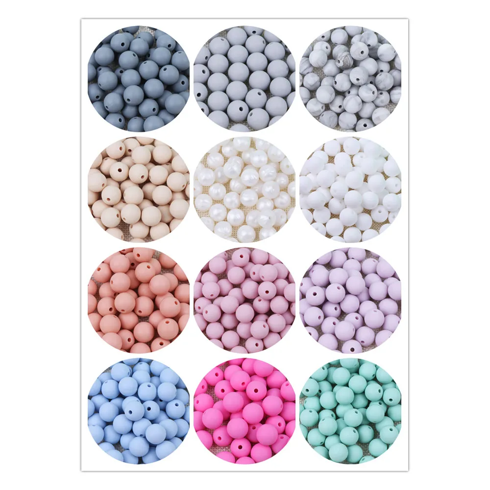 10pcs/lot Silicone Beads Round 12mm Baby Teething Teether Chew Beads For Pacifier Clips Chew Teether BPA free Silicone