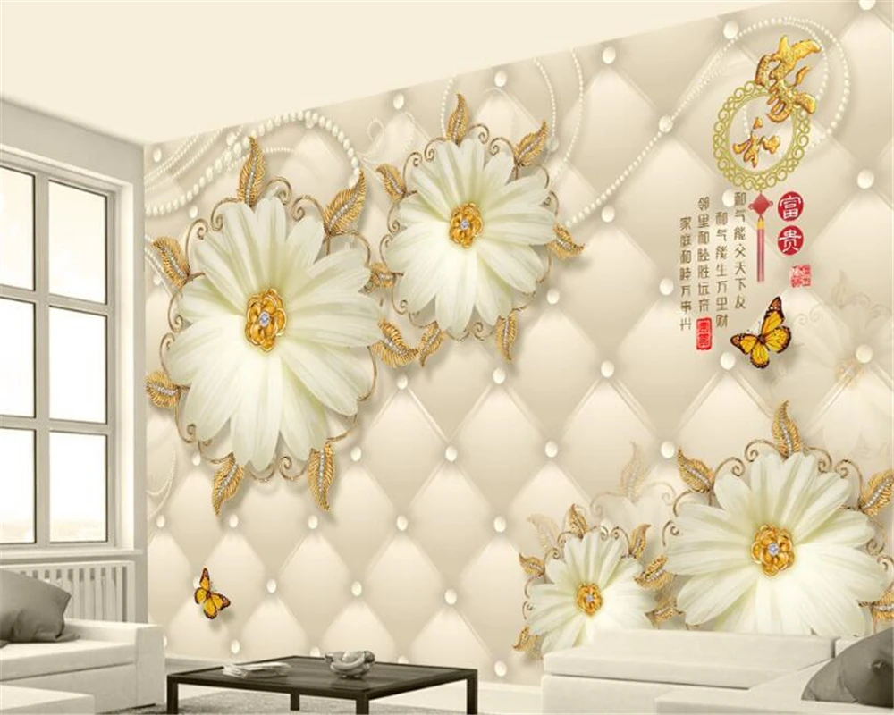 beibehang Classic wall paper home and wealthy European gorgeous golden flower jewelry background wall papel de parede wallpaper