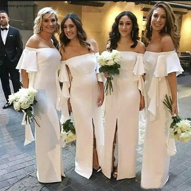 2019 Pretty White Ivory Bridesmaid Dress Western Summer Country Garden Formal Wedding Party Guest Maid of Honor Gown Plus Size