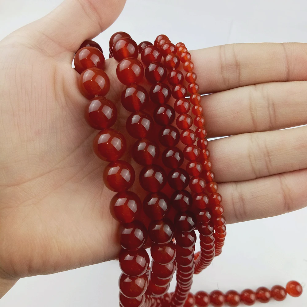 WLYeeS AAA Red carnelian Natural stone beads Round Ball 4-12mm loose beads Jewelry bracelet Necklace Making DIY Accessories 15\