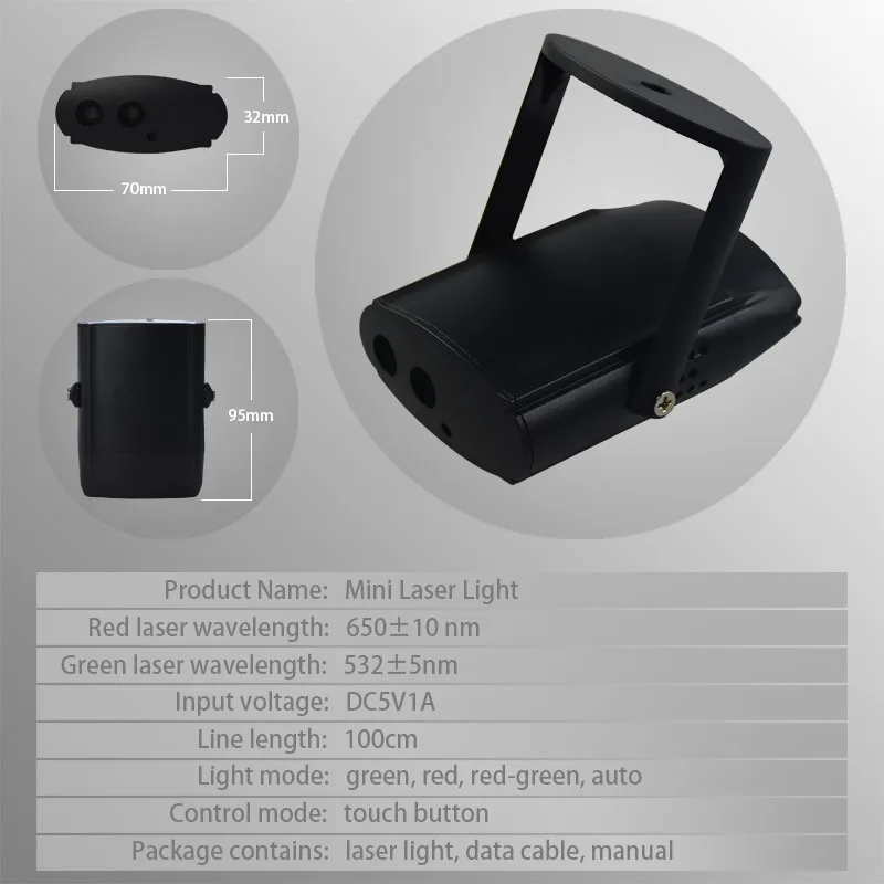 5V Mini Laser Stage Lighting  Disco Party Light KTV Club USB Charging Light Touch Button Switch LED Stage Laser Lamp