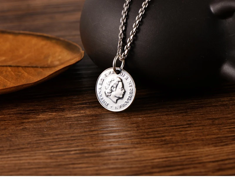 MAYONES Real 925 Sterling Silver Vintage Coin Round Portrait Pendent Necklace For Charm Women 2019 Fashion Jewelry Accessories