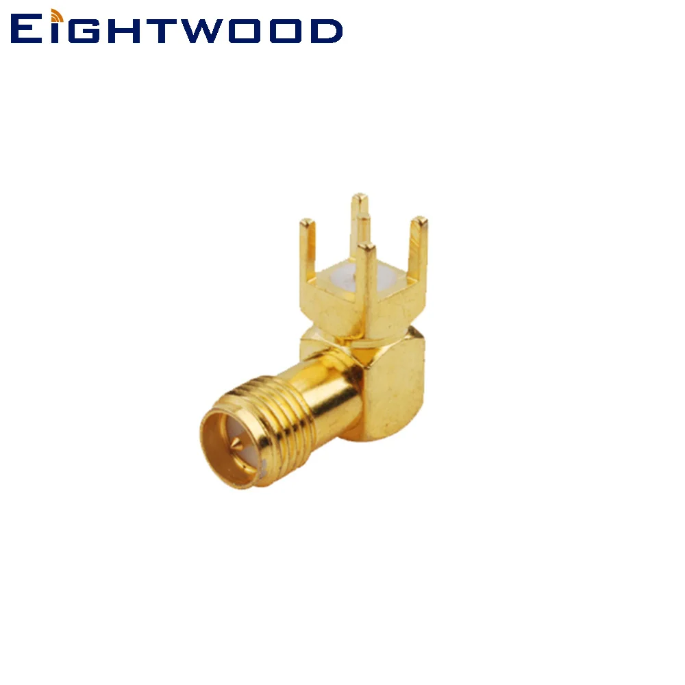 Eightwood 5PCS RP-SMA Jack Male Pin RF Coaxial Connector Thru Hole PCB Mount with Solder Post Terminal for Antenna Base Station