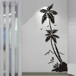 Beach Coconut Trees Waterproof Vinyl Decal Stickers Hall Bathroom Glass Modern Art Mural Decorative Stickers