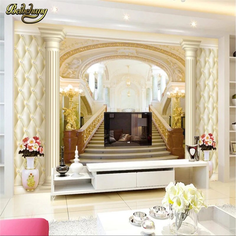 beibehang Palace stairs KTV Custom papel de parede 3d photo wall mural Wallpaper Living Room Sofa TV Background Mural Wall paper