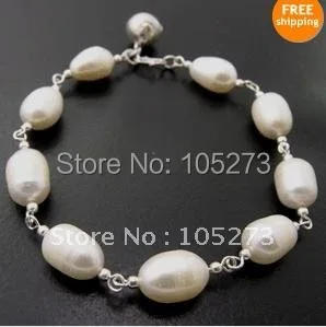 

Charming Pearl Jewelry S925 Sterling Silvers Bracelet AA 4MM-10MM White Genuine Freshwater Pearl Bracelet New Free Shipping