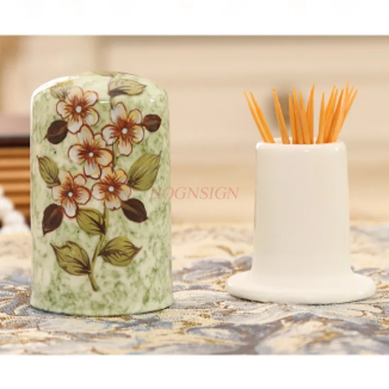 High-end Ceramic Fashion Living Room Table Toothpick Jar Cotton Swab Storage Bucket Sale