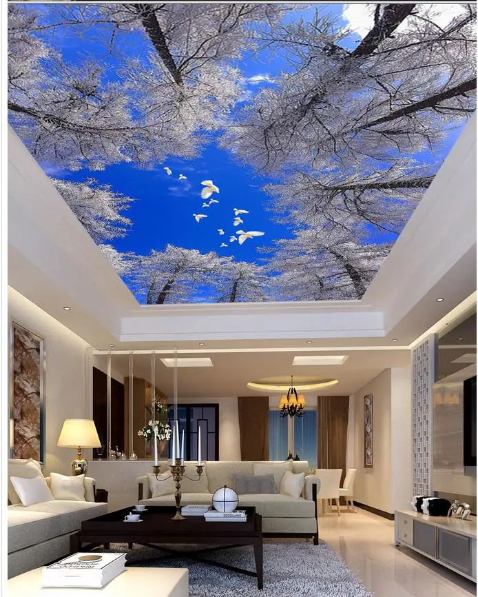 

photo wallpaper blue sky forest living room bedroom ceiling Landscape wallpaper murals ceilings 3d mural paintings