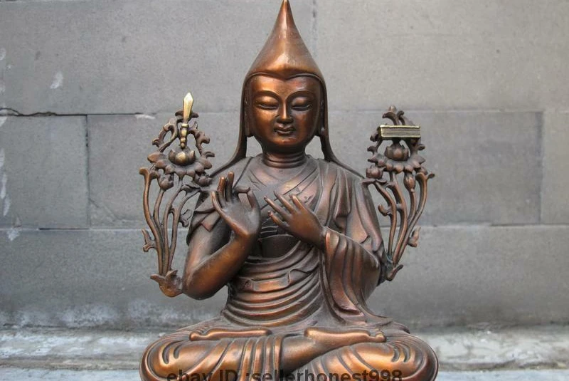 Tibet Buddhism Bronze Tsongkhapa Tsong-kha-pa Guru Buddha Bodhisattva Statue