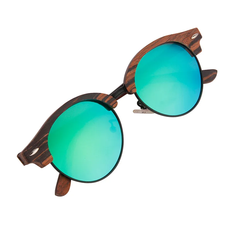 

Handmade Wenge Wood Sunglasses Classic Semi Rimless Shades Men Women Polarized Sun Glasses High Quality UV400