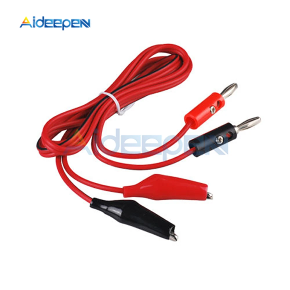 4mm Banana Plug To Shrouded Copper Electrical Clamp Alligator Clip Test Cable Leads Testing Probe Crocodile Clip 1M