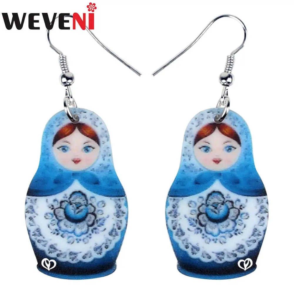 WEVENI-دمية روسية جميلة من الأكريليك ، أقراط على الطراز الصيني ، قلادة ، مجوهرات عتيقة للنساء والفتيات ، هدية تزيين