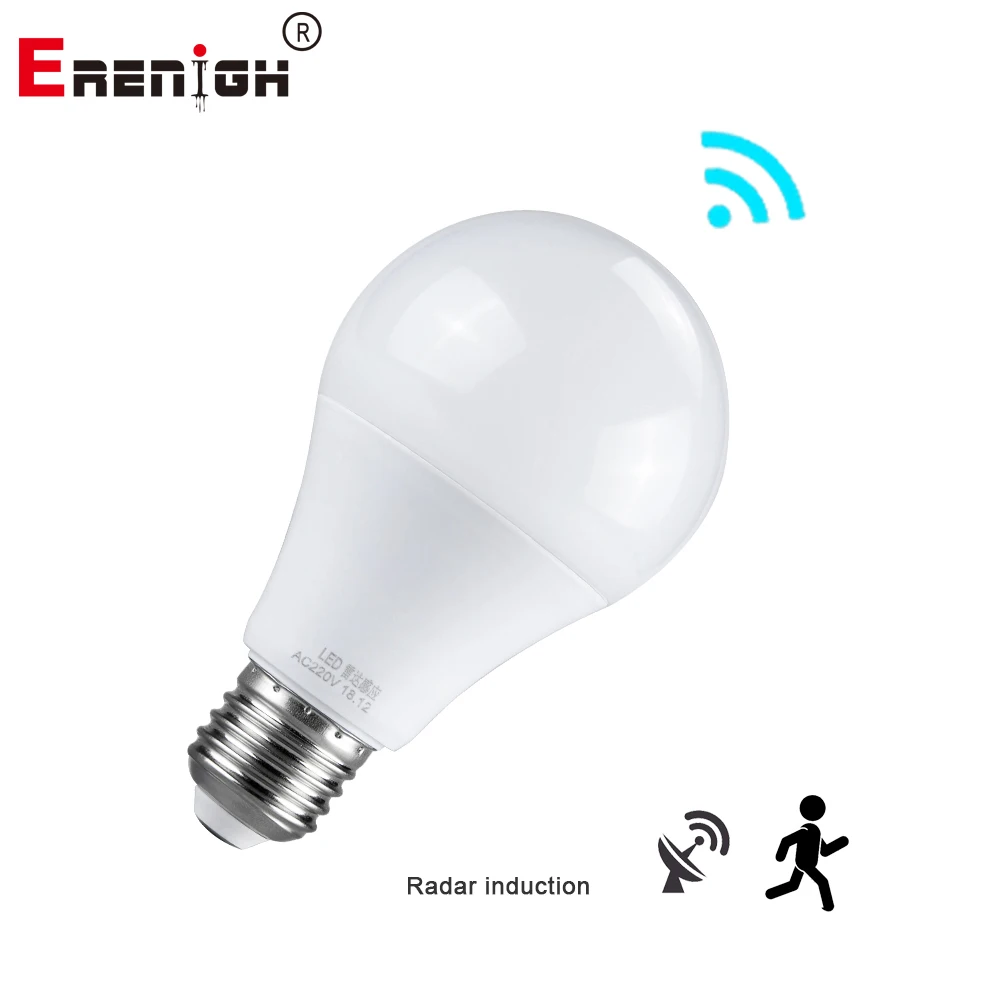 

Erenigh LED Night Light E27 220V AC Radar Motion Sensor Bulb 10W 15W 20W Smart Light Lamp For Garden Toilet Hallway Lighting