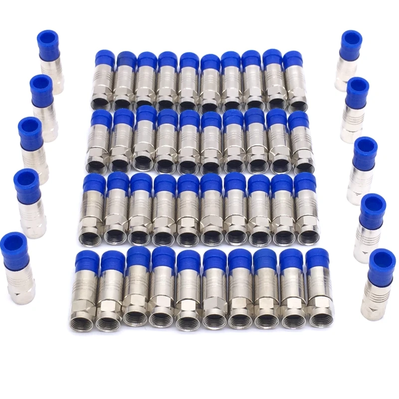 JX connector 50pcs F male connector for RG6 75-5 coaxial compression fitting Compression Coax O-Ring connector Fast shipping