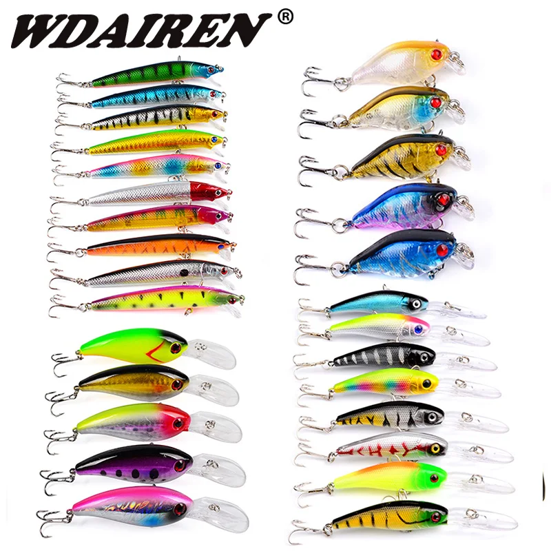 28pcs/Lot Fishing Lures Set Mixed 4 Models Minnows Bait Artificial Make Bass Crankbaits High Quality Wobblers Fishing Tackle