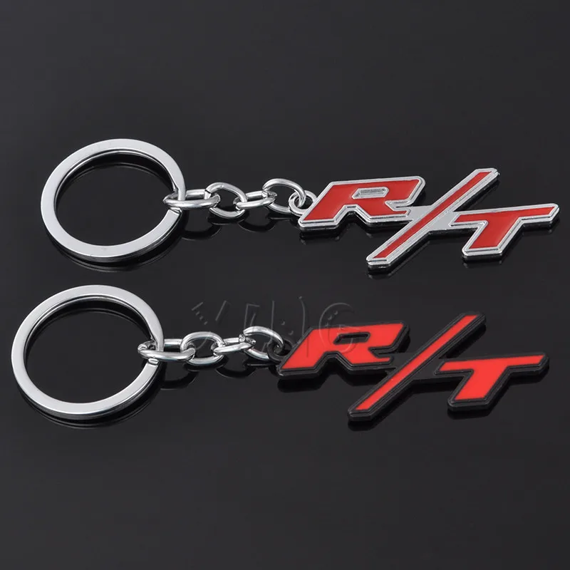 Metal Car Keychain Keyring Auto Key Chain Key Ring For Jeep RT Dodge R/T Logo Challenger Charger Journey RAM Styling Accessories