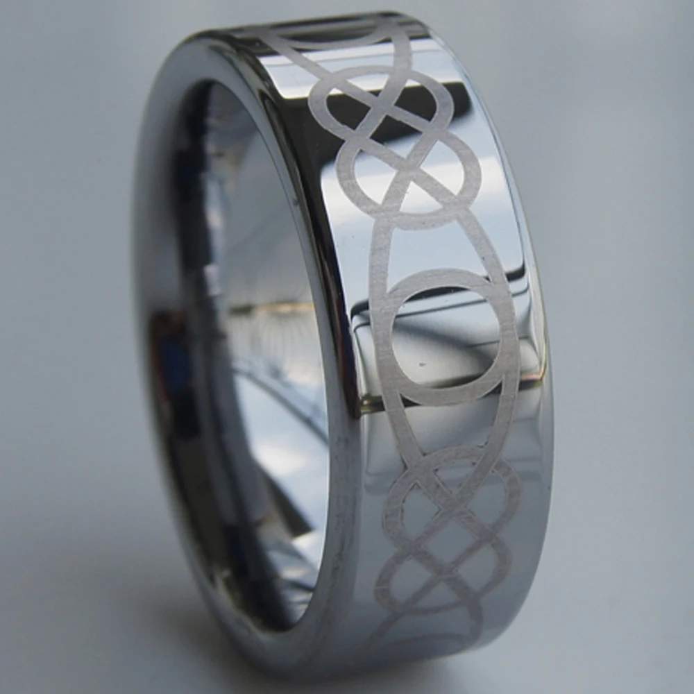 8mm pattern laser  hi-tech scratch proof wedding tungsten ring