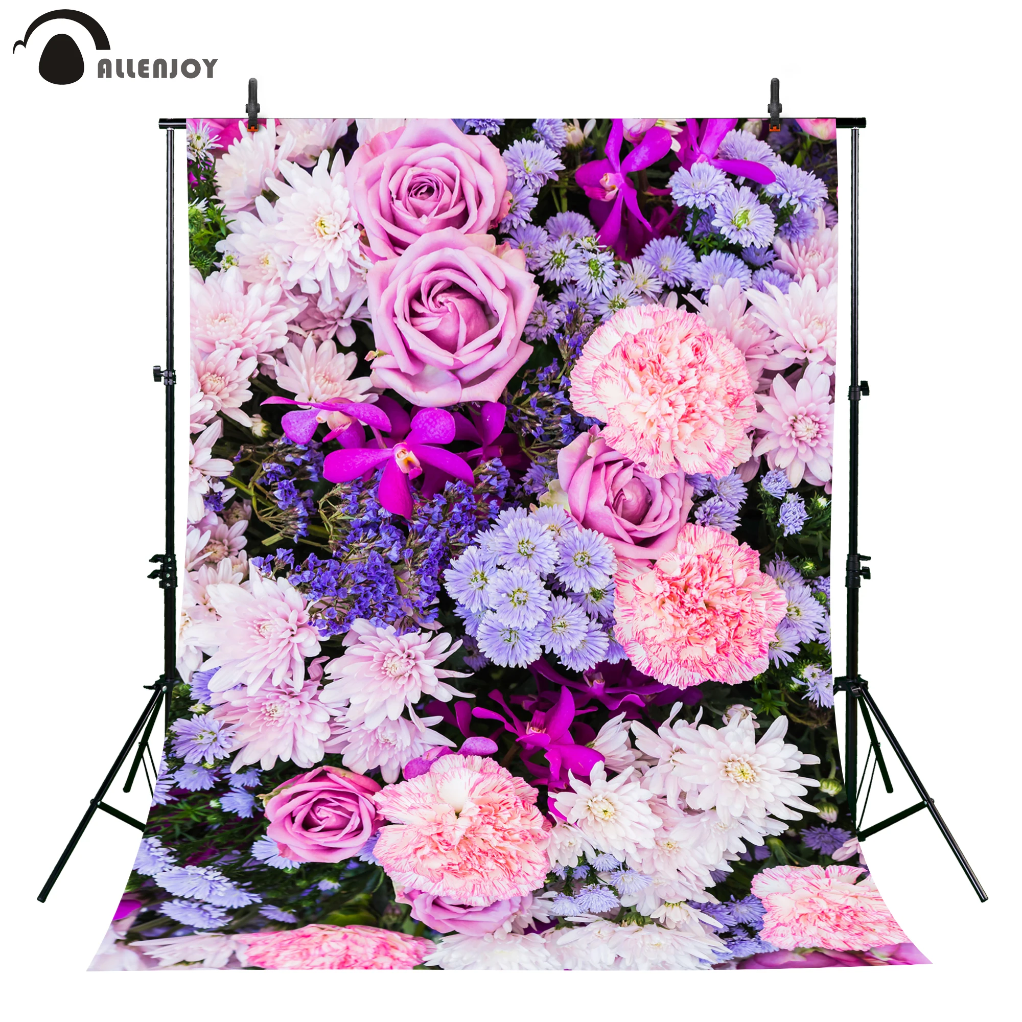 Allenjoy photography background Three-dimensional purple pink flower wedding backdrop photocall customize photo studio