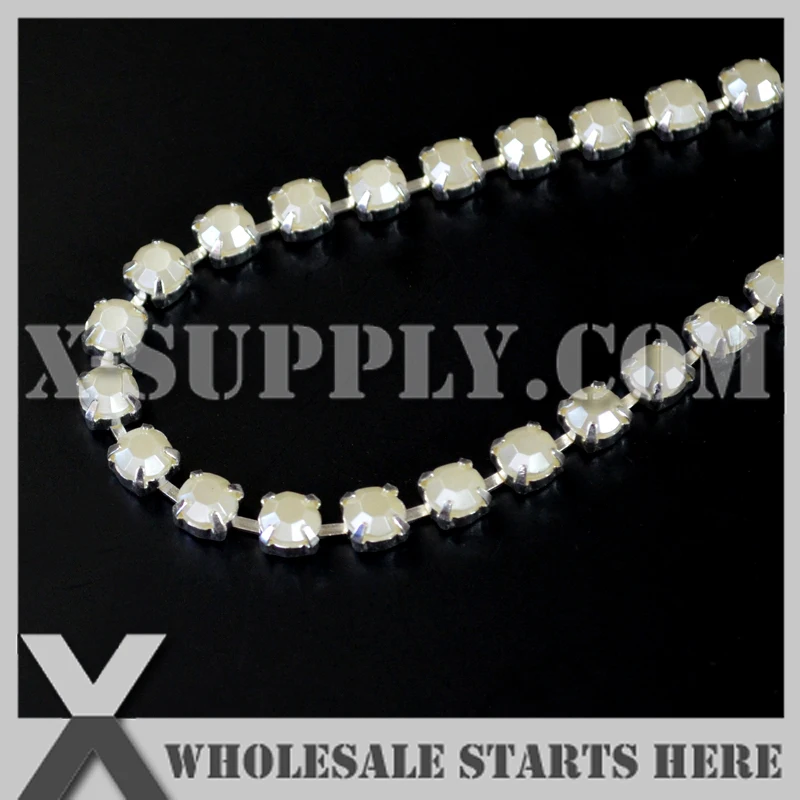 

ss28 Ivory Pearl Cup Chain Trims for Party Evening Dress Decoration Garment Accessories 5Yards/Lot