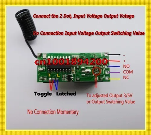 DC3-5V Remote Control Receiver Transmitter ON OFF Relay Switch Wireless Switch Mini 30*13*12mm Momentary Toggle 315/433MHZ