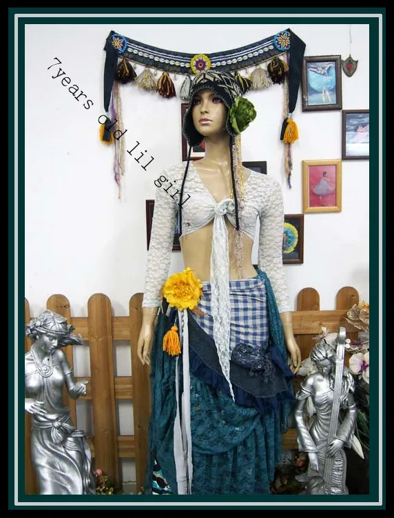 ลูกไม้ Belly Dance Top Gypsy Bohemian Top Korea ลูกไม้9แขนยาว DM46