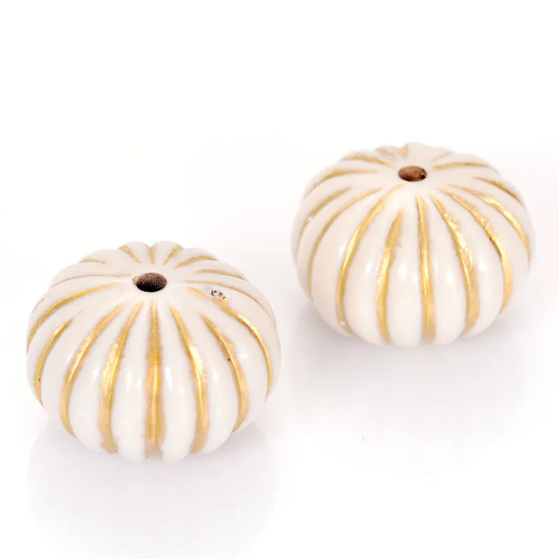 Miasol 20 Pcs 12x18mm Plating Acrylic Stripe Flat Round Antique Design Spacers Charms Beads For Diy Jewelry Making Accessories