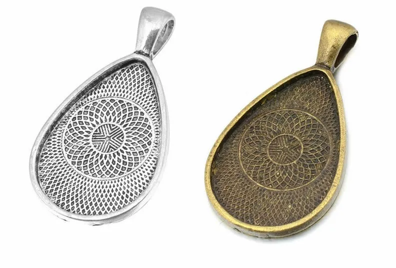 Basi Per Cammeo E Cabochon: Base Cammeo In Metallo Argento Antico Per 35mm Retro Gufi In Rilievo Detail - Foto 6