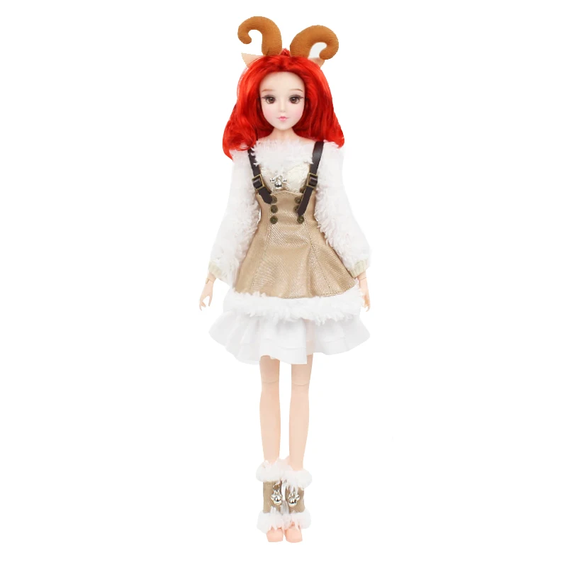 

DBS MMGirl 12 constellation Aries 1/6 30cm white cute dress 14 joint body dolls toy with exquisite gift box packaging.