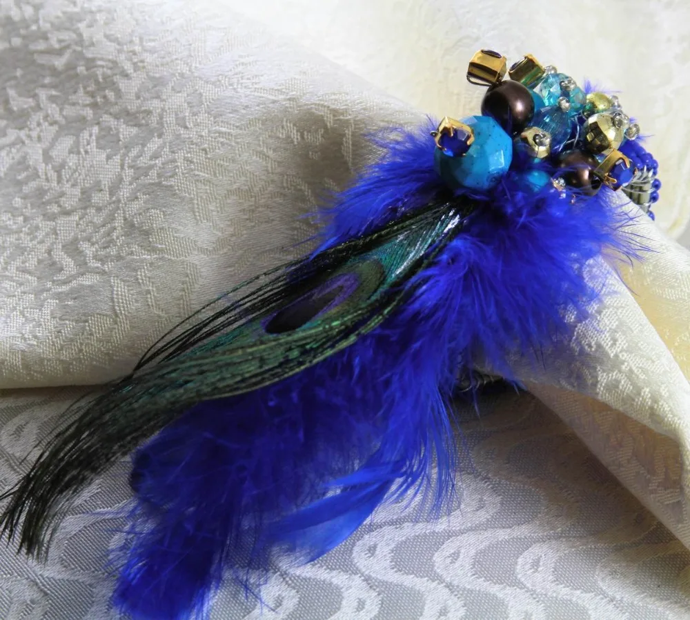 christmas feather napkin rings free shipping 12 pcs,  beades napkin ring, wedding decoration napkin holder 12 pcs