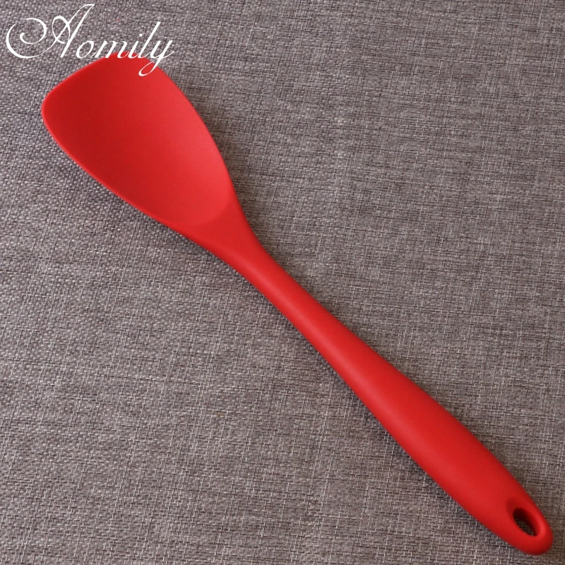 Aomily Large Silicone with Stainless Steel Core Spoon All-Purpose Silicone Heat-Resistant Spoon Spatula Kitchen Accessories