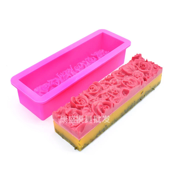 Silicone hand soap mold rectangular rose base toast mold square rose mold soap about 550 grams