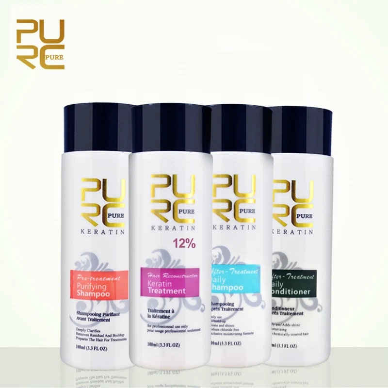 PURC 12% Formalin Brazilian Keratin Hair Treatment Prevent Hair Dry Frizzy Hair Care and Daily Shampoo & Conditioner 100ml