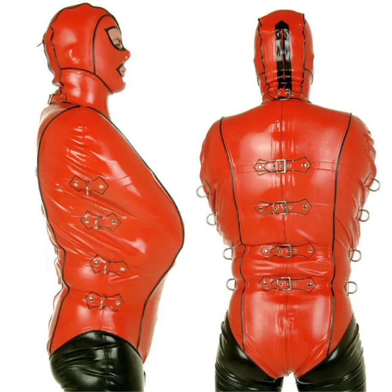 

Handmade Latex Catsuit Natural 100% Rubber Hooded Sleeveless Double layer Customized Wetlook Cosplay Men Woman XXS-XXL