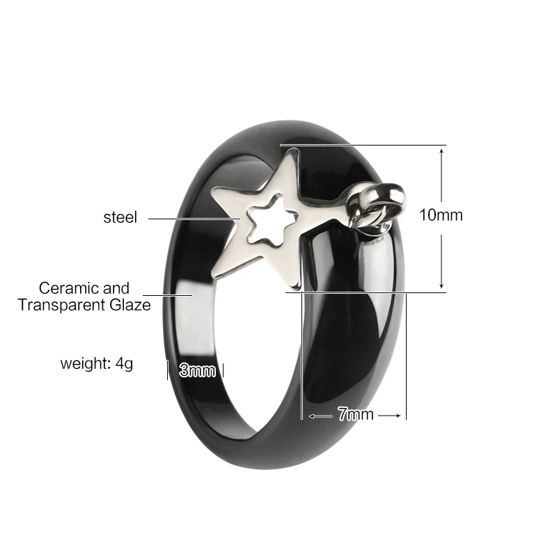 316 Stainless Steel Star Rings for Women Vintage Wedding Ceramic Ring  Midi Finger Anillos Mujer Irregular Personality Jewelry