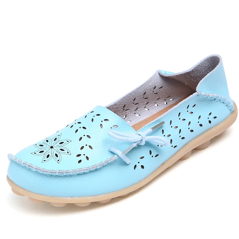 Big Size High Quality Women Flat Loafers Genuine Leather Nurse Female Flats Summer Slip on Flat Casual Loafers Shoes