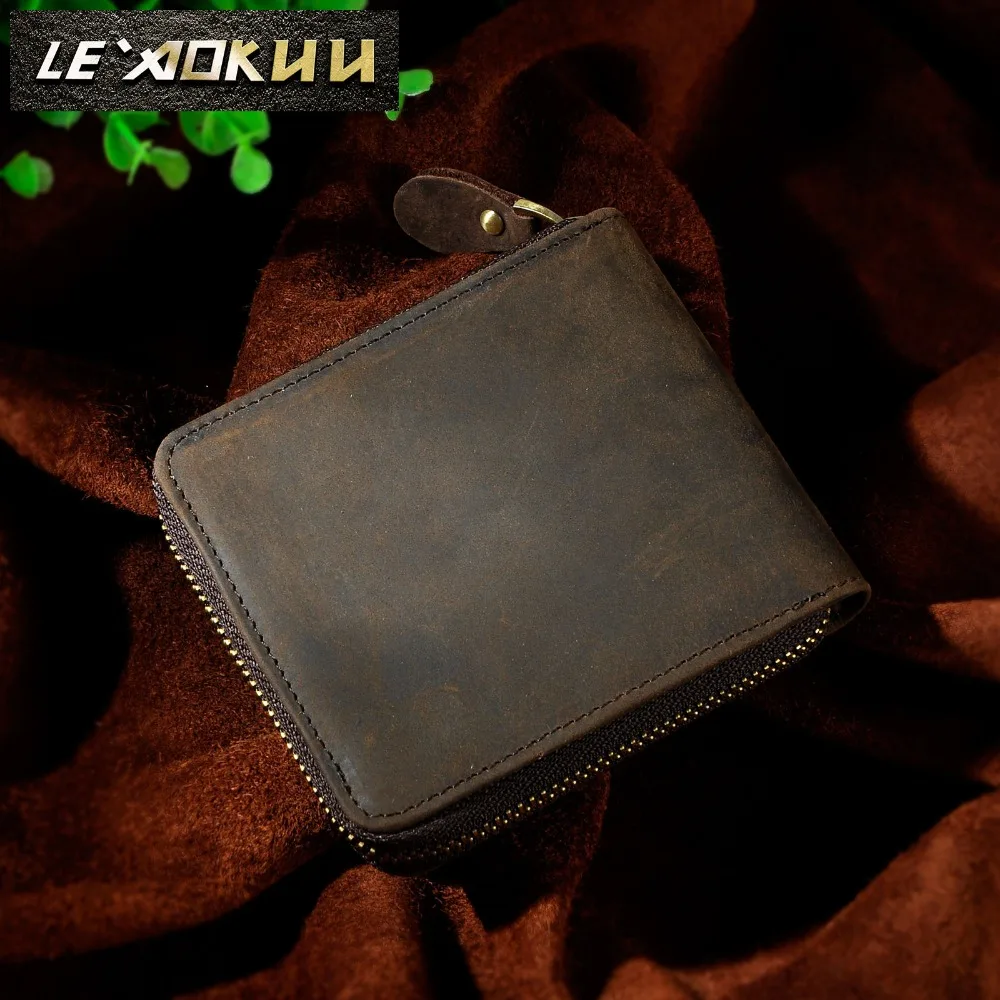 Mężczyźni skóra bydlęca pionowa Bifold Casual Designer wielofunkcyjna krótka karta Cash etui na monety Fahion Zipper Around torebka portfel 1007