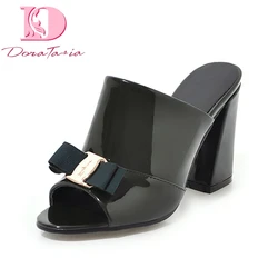 DoraTasia 2020 Large Size 34-43 Sexy Square High Heels Summer Mules Pumps Shoes Women Fashion Top Quality Lady Footwear