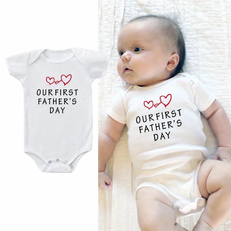 

Newborn Baby Boy Girl First Father's Day Romper Jumpsuits Summer Cotton One Piece Playsuit Outfit Fathers Day Clothes