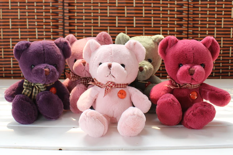 

about 25 cm lovely teddy bear plush toys one lot/ 5 pieces toys ,Christmas gift w3098